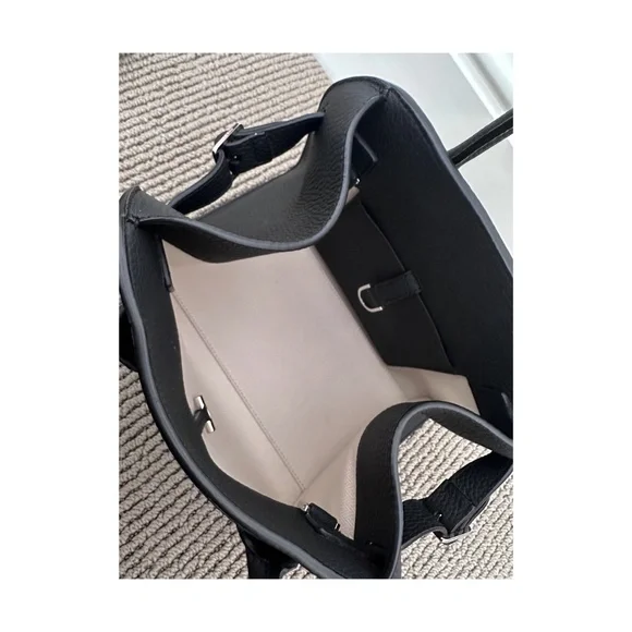 THE ROW  Grained Calfskin Soft Margaux 10 Bag in Black - Picture 3 of 8